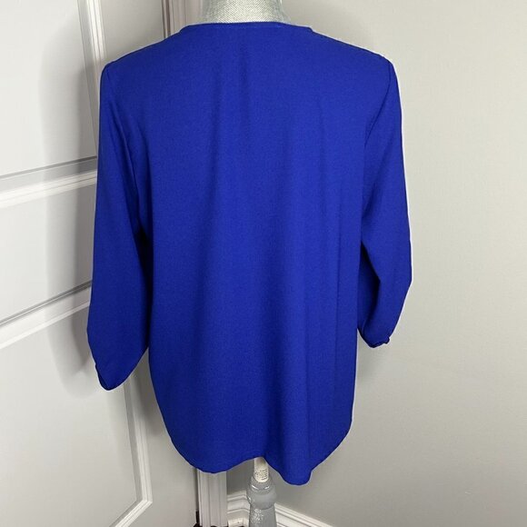 Collective Concepts V Neck Blouse Size M Cobalt NWOT - Picture 3 of 3